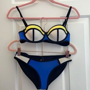 Triangl swimwear “Poppy” neoprene bikini set, size Small - cobalt blue